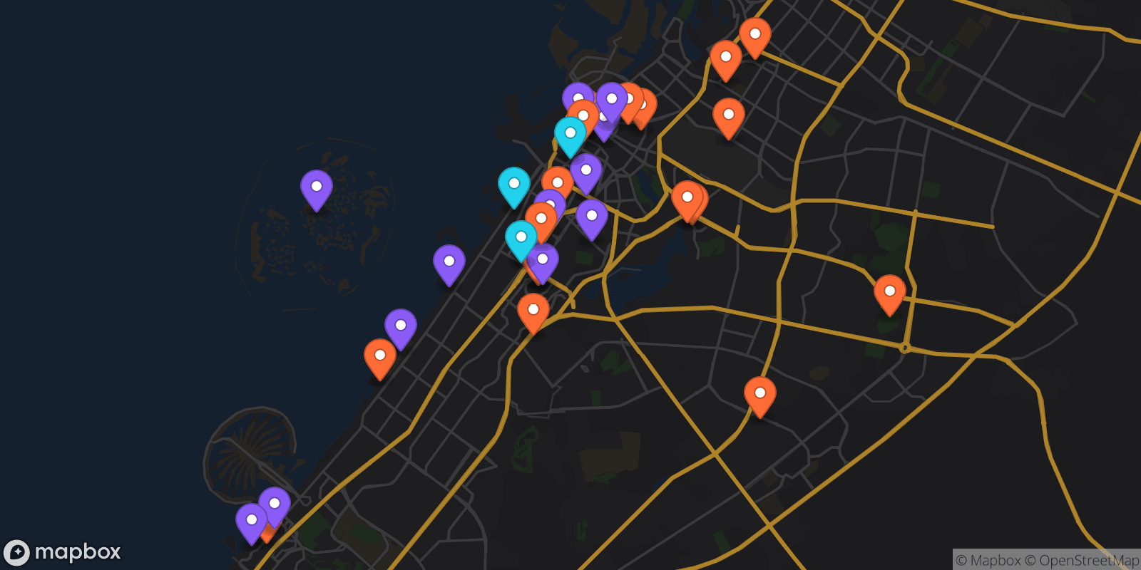 Map showing 36 locations