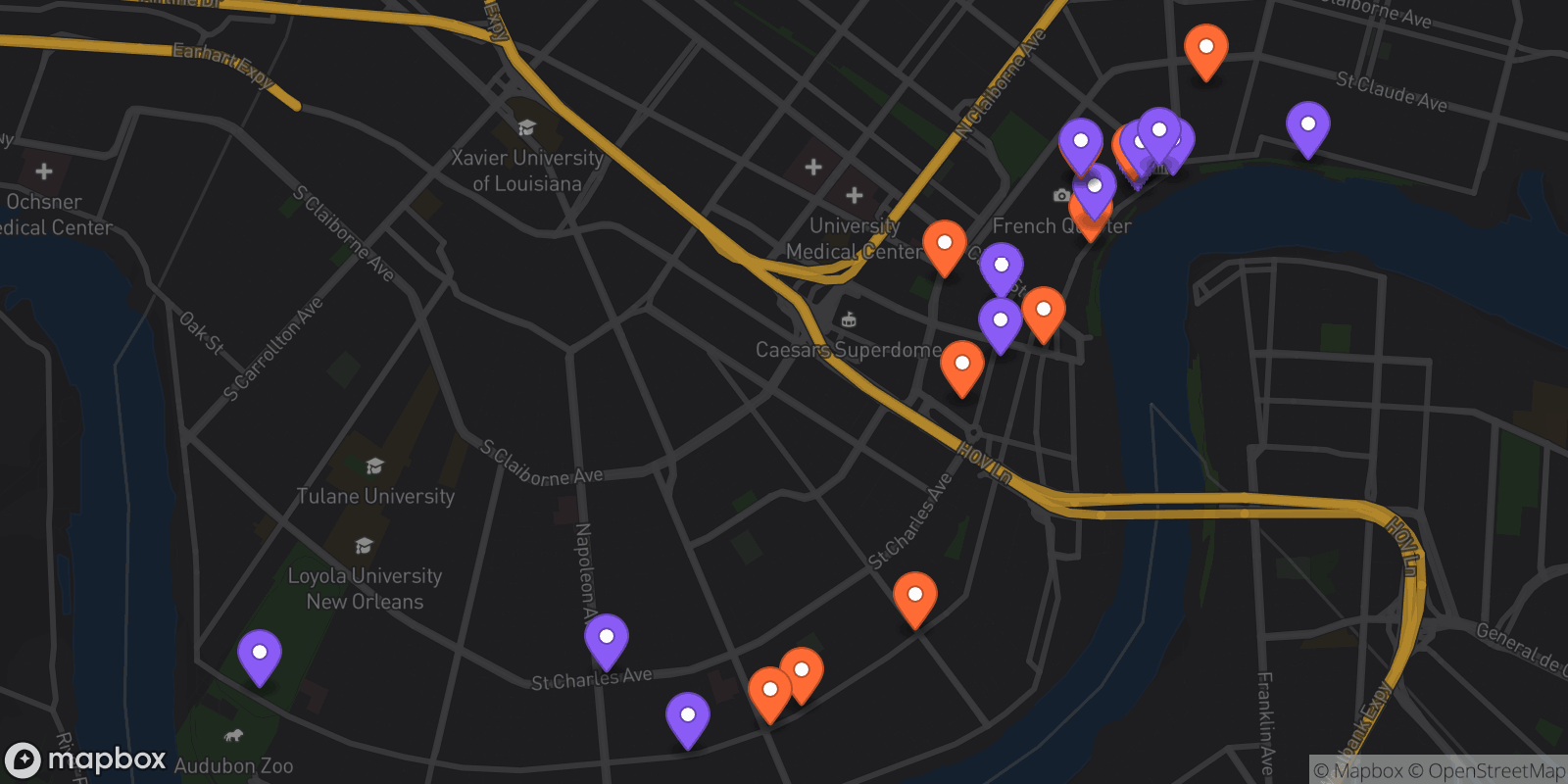 Map showing 24 locations