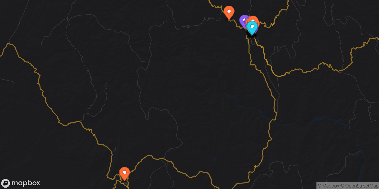 Map showing 31 locations