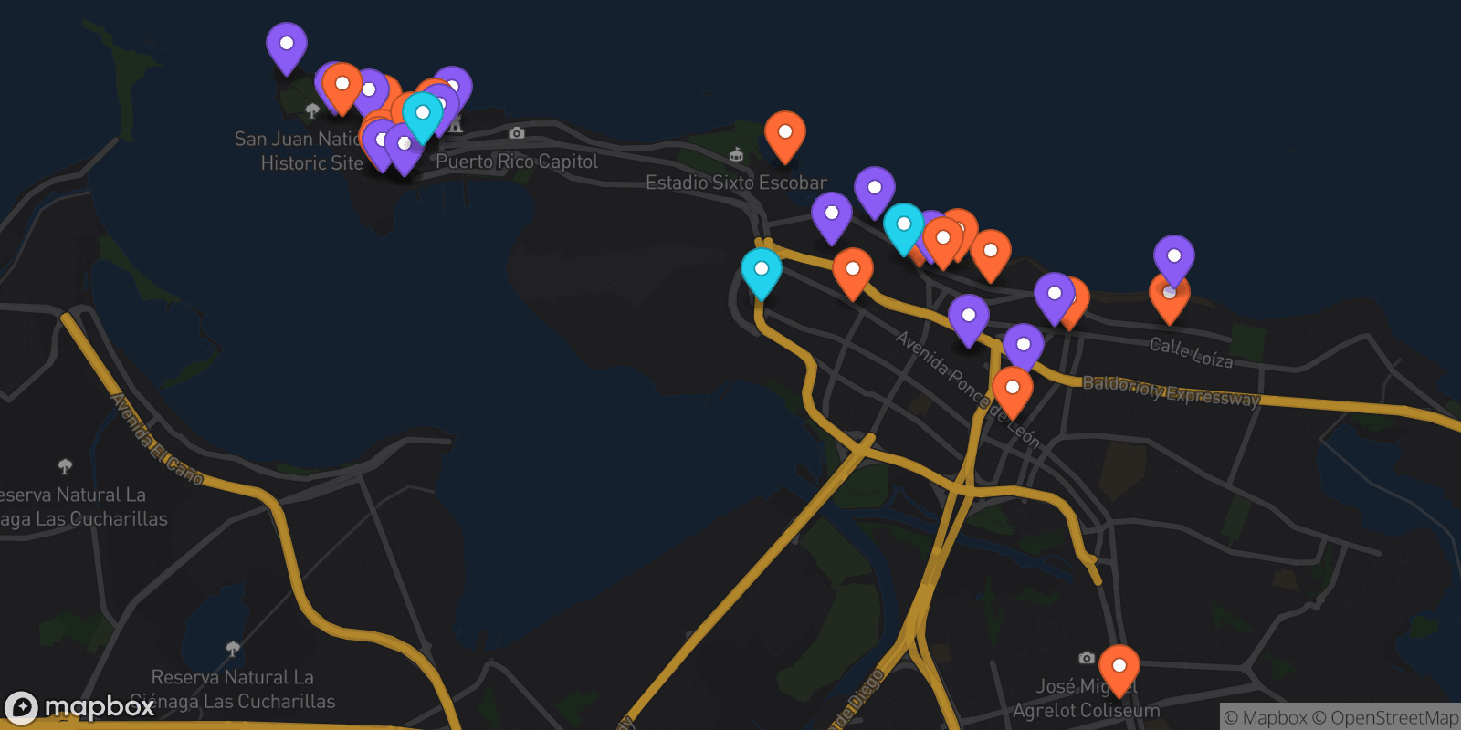 Map showing 37 locations