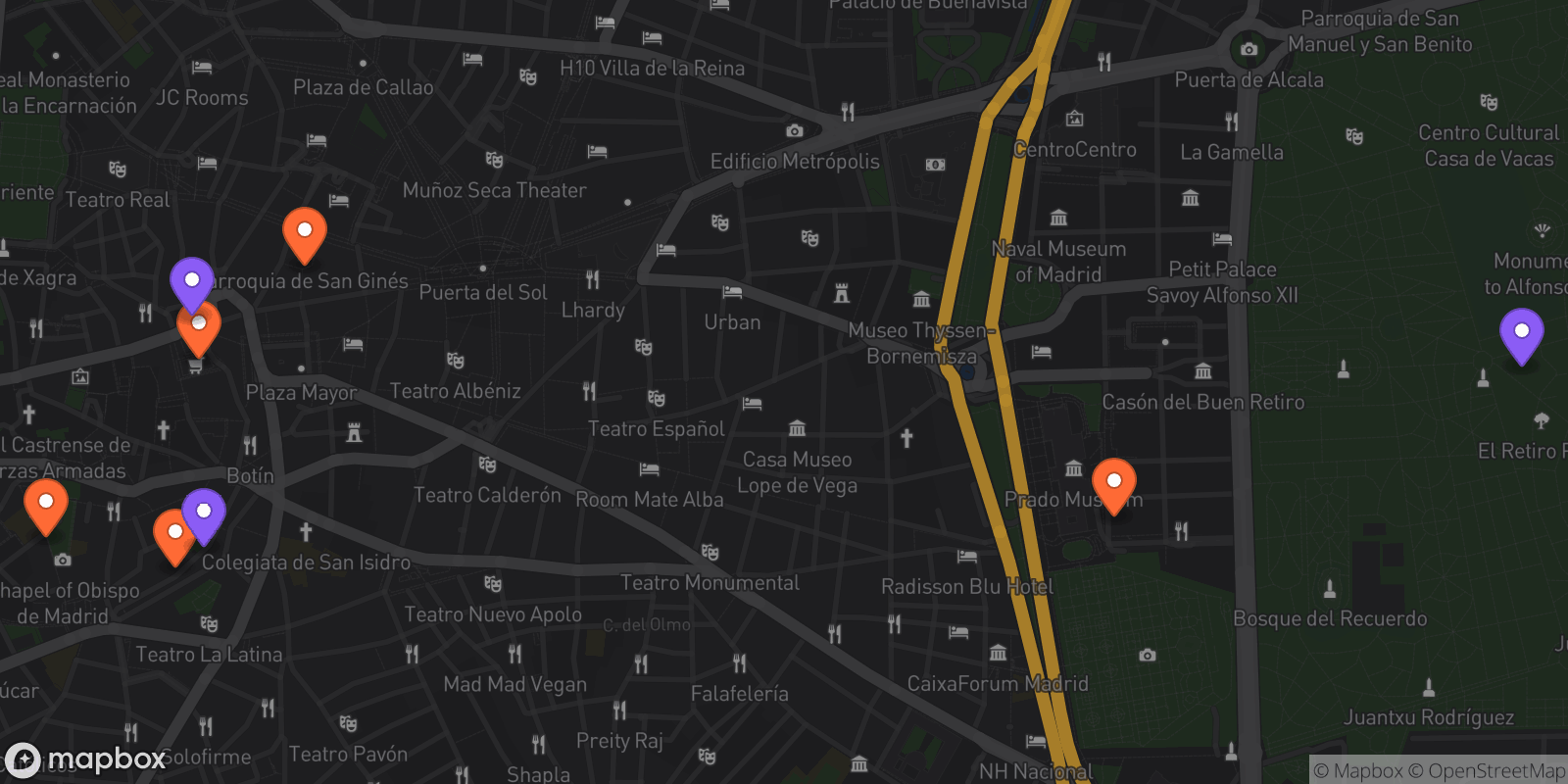 Map showing 8 locations