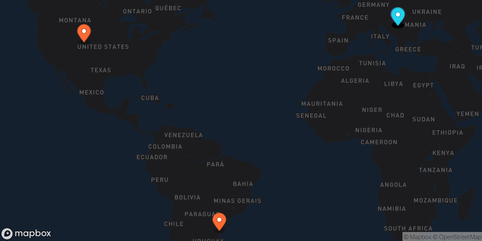 Map showing 29 locations