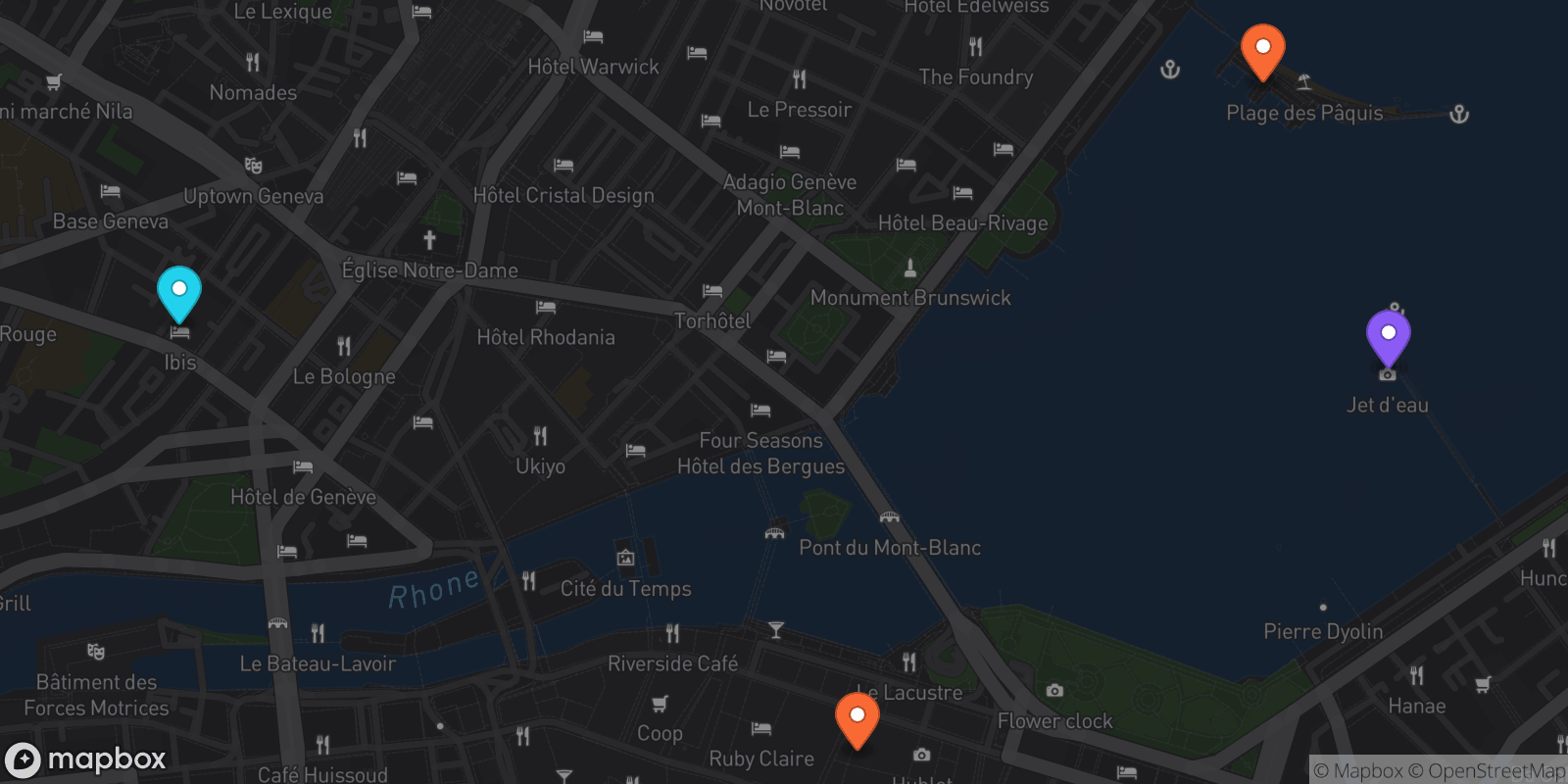 Map showing 4 locations