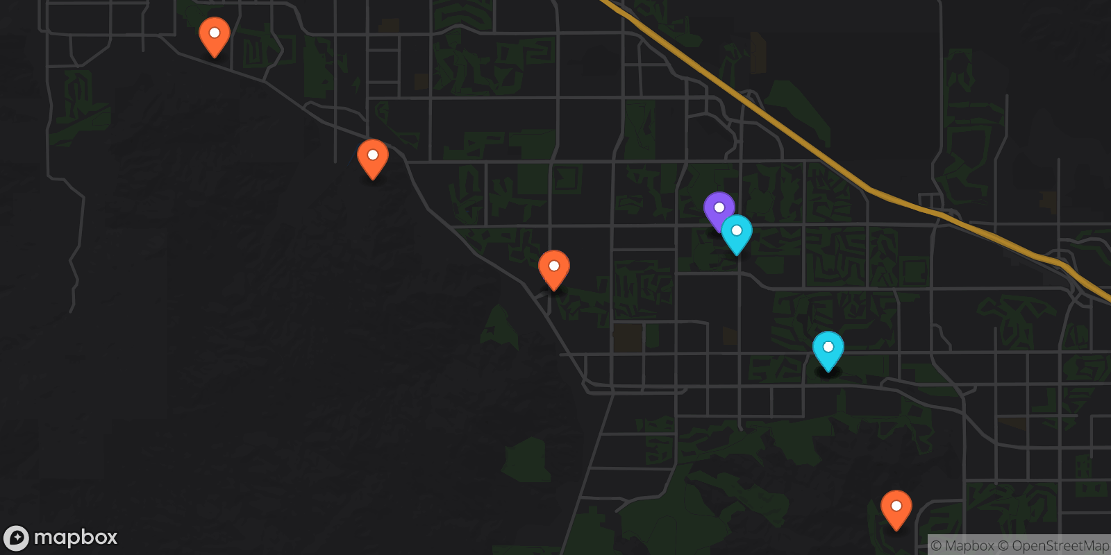 Map showing 12 locations