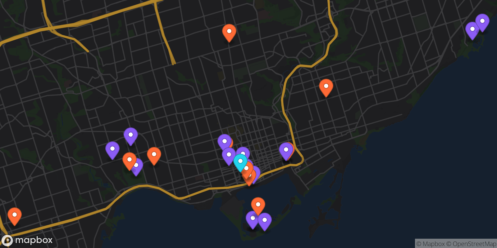 Map showing 27 locations