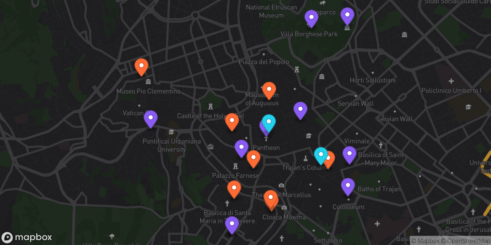 Map showing 20 locations