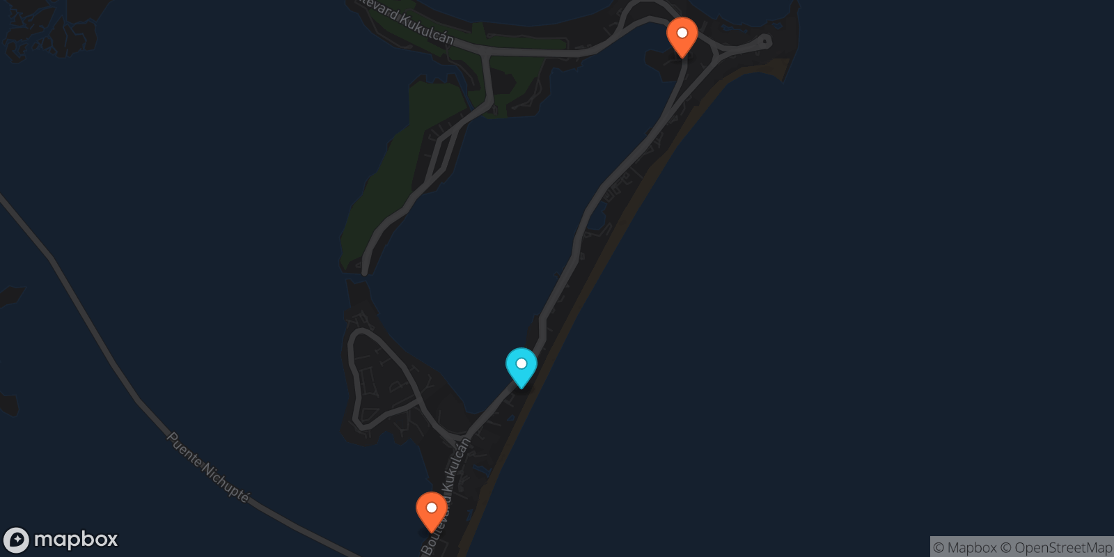 Map showing 3 locations