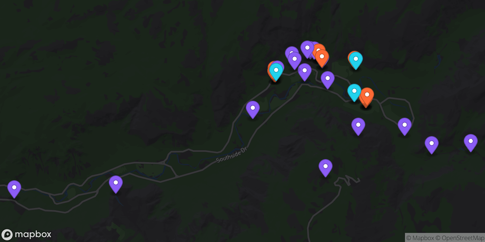 Map showing 39 locations