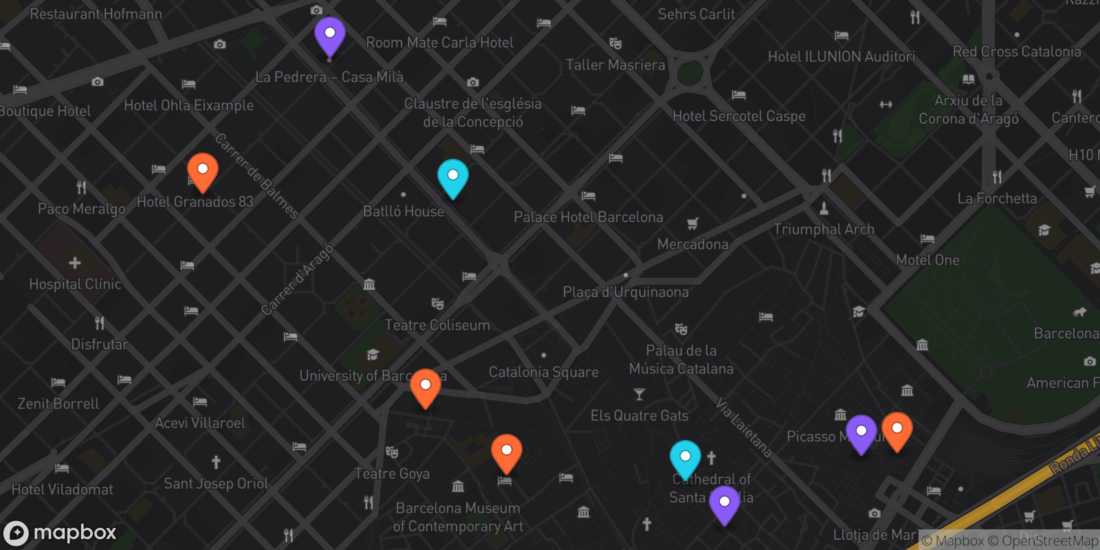 Map showing 9 locations