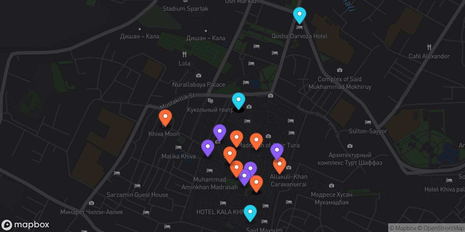 Map showing 40 locations